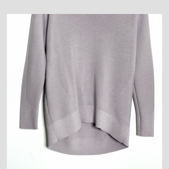 Athleta Hanover Sweater V-Neck Merino Wool Blend Lilac Purple Ribbed Sweater - Picture 6 of 15